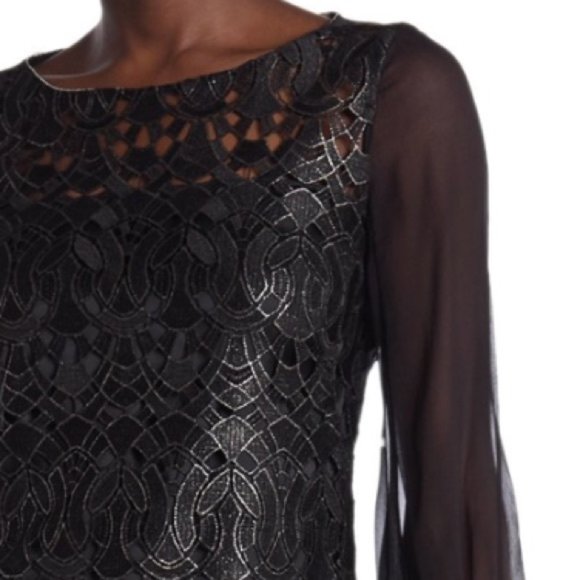 NWT ELIE TAHARI Merida Metallic Embroidered Dress - Picture 2 of 5